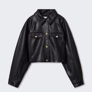Short Leather-Effect Jacket - Mango